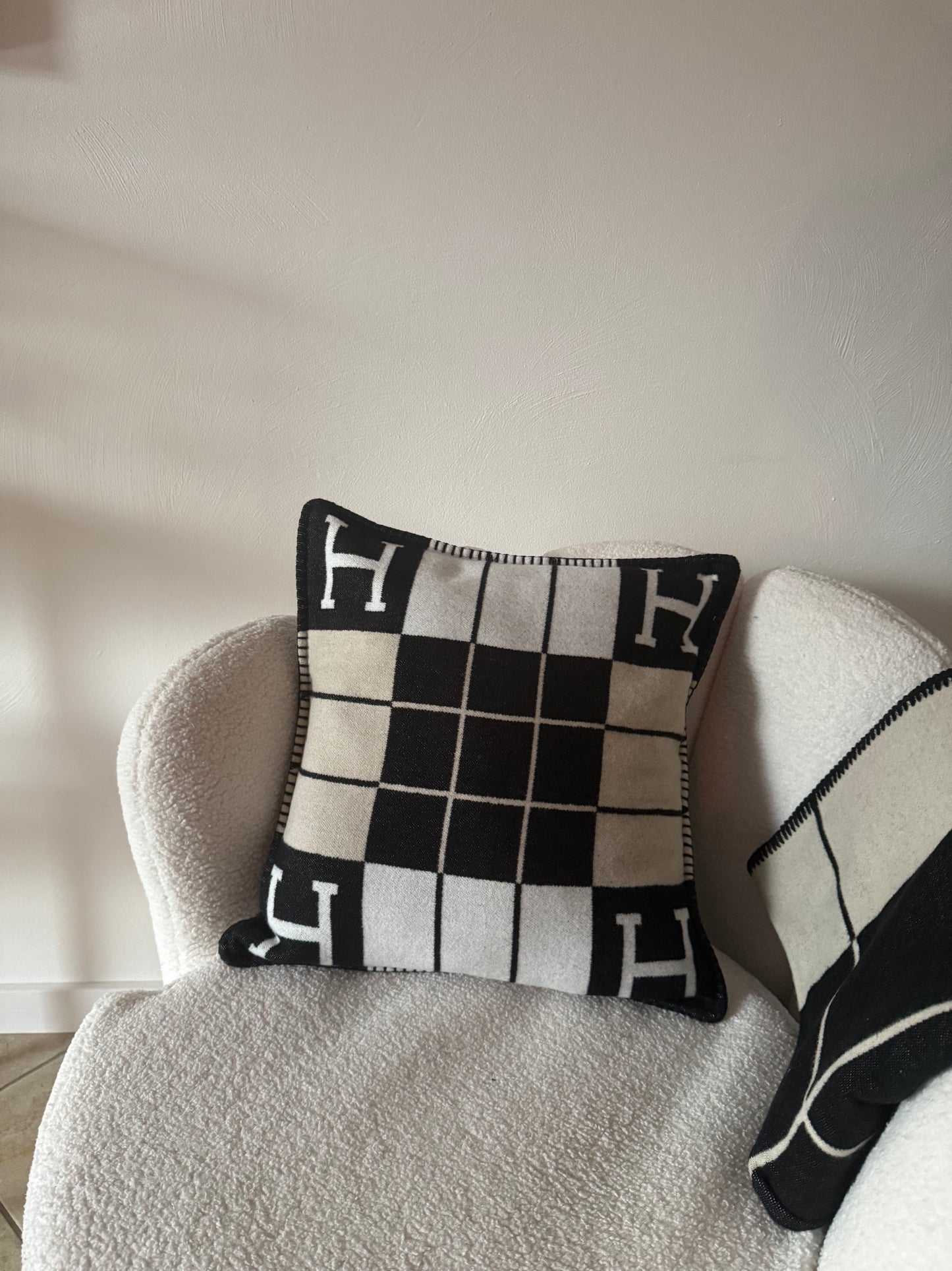 Kussen zwart wit beige