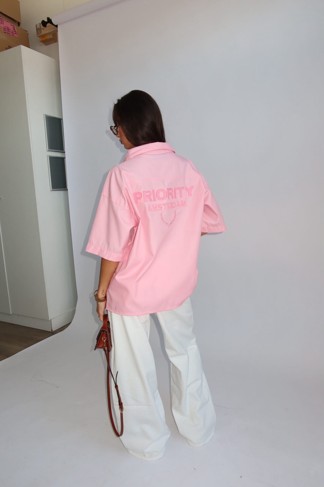 PRIORITY ‘P’ BOYFRIEND BLOUSE – pink