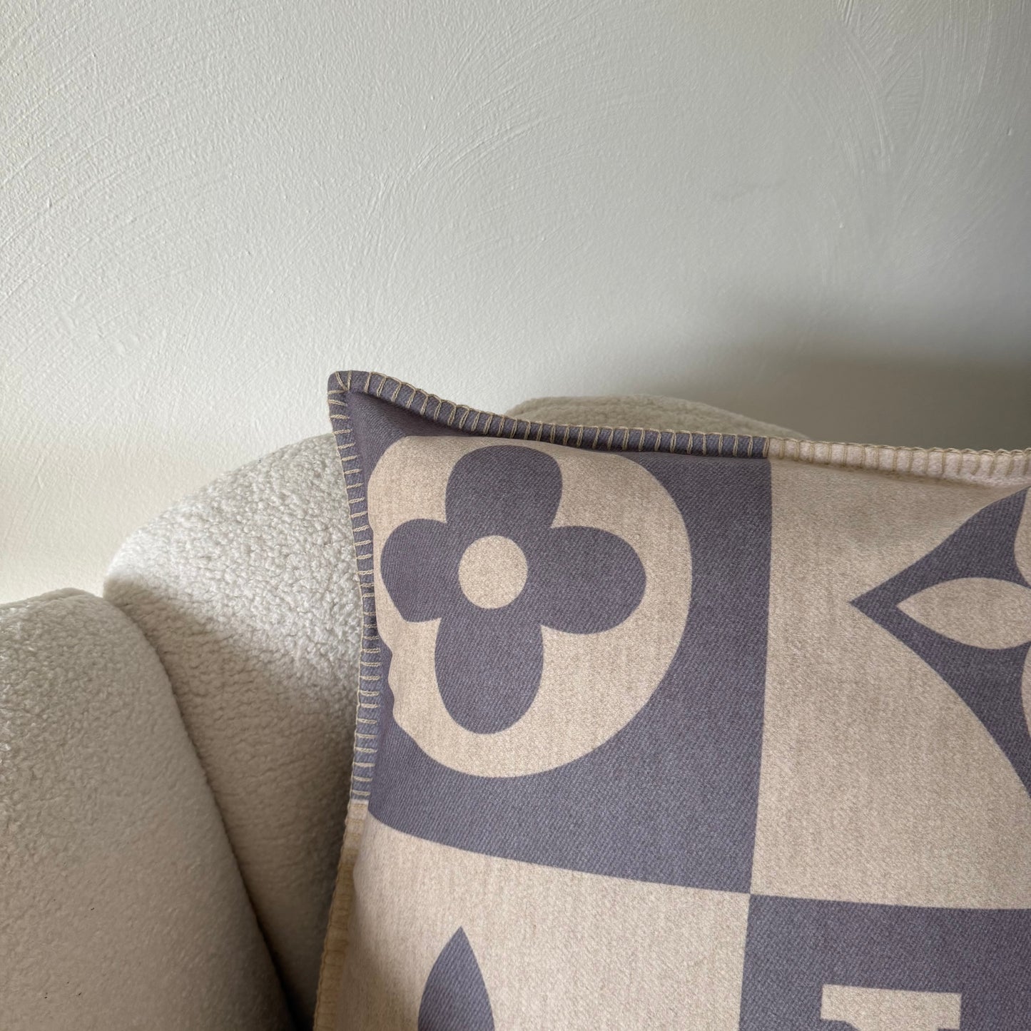 beige blauw 45/45 wol