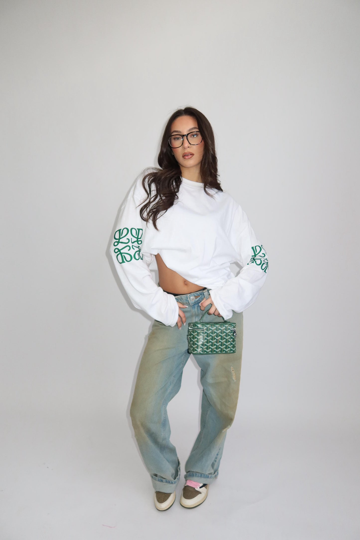 Longsleeve wit groen