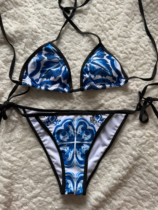 Bikini blauw en wit