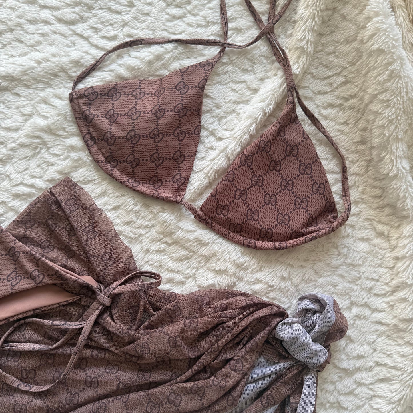Bikini bruin print met rok