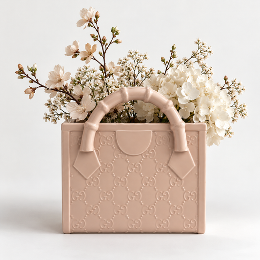 Handtasvaas crème in keramiek 25x11x26cm