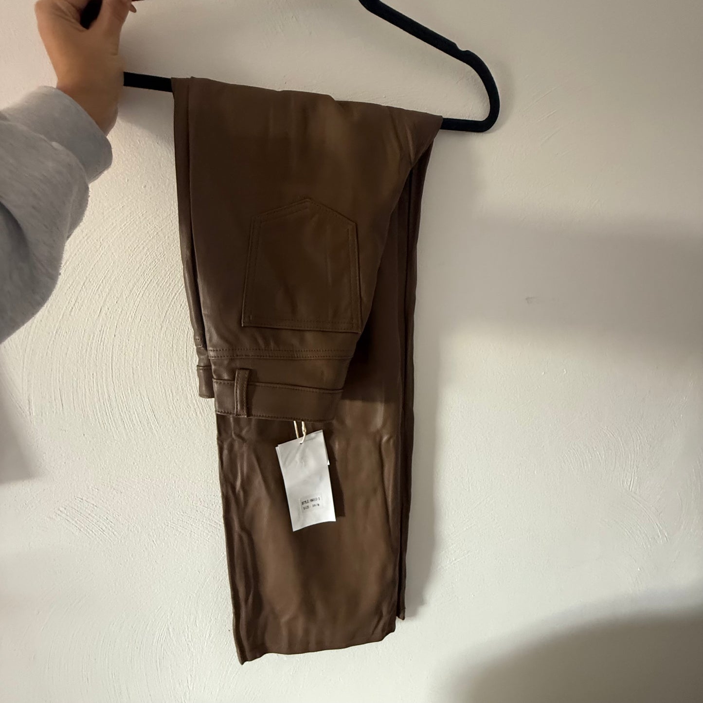 Bruinen straight broek met stretch