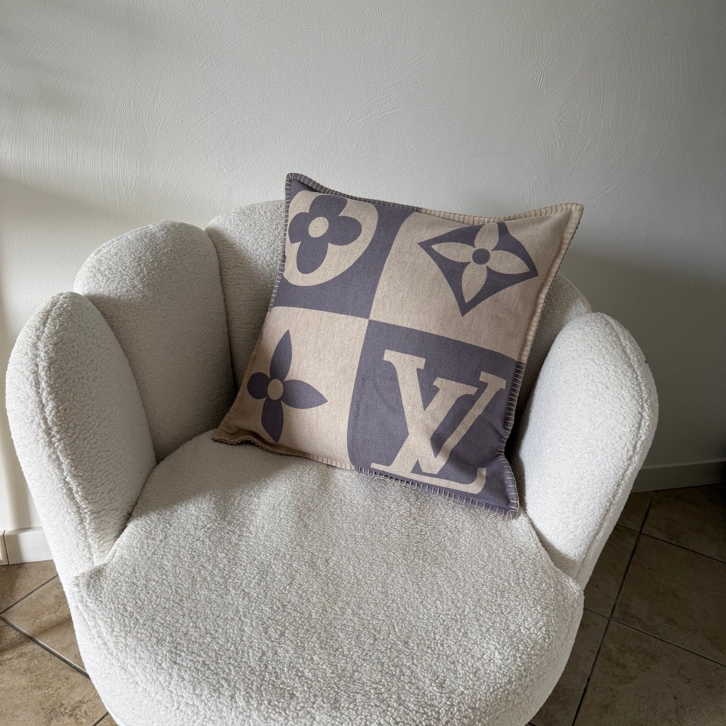 beige blauw 45/45 wol