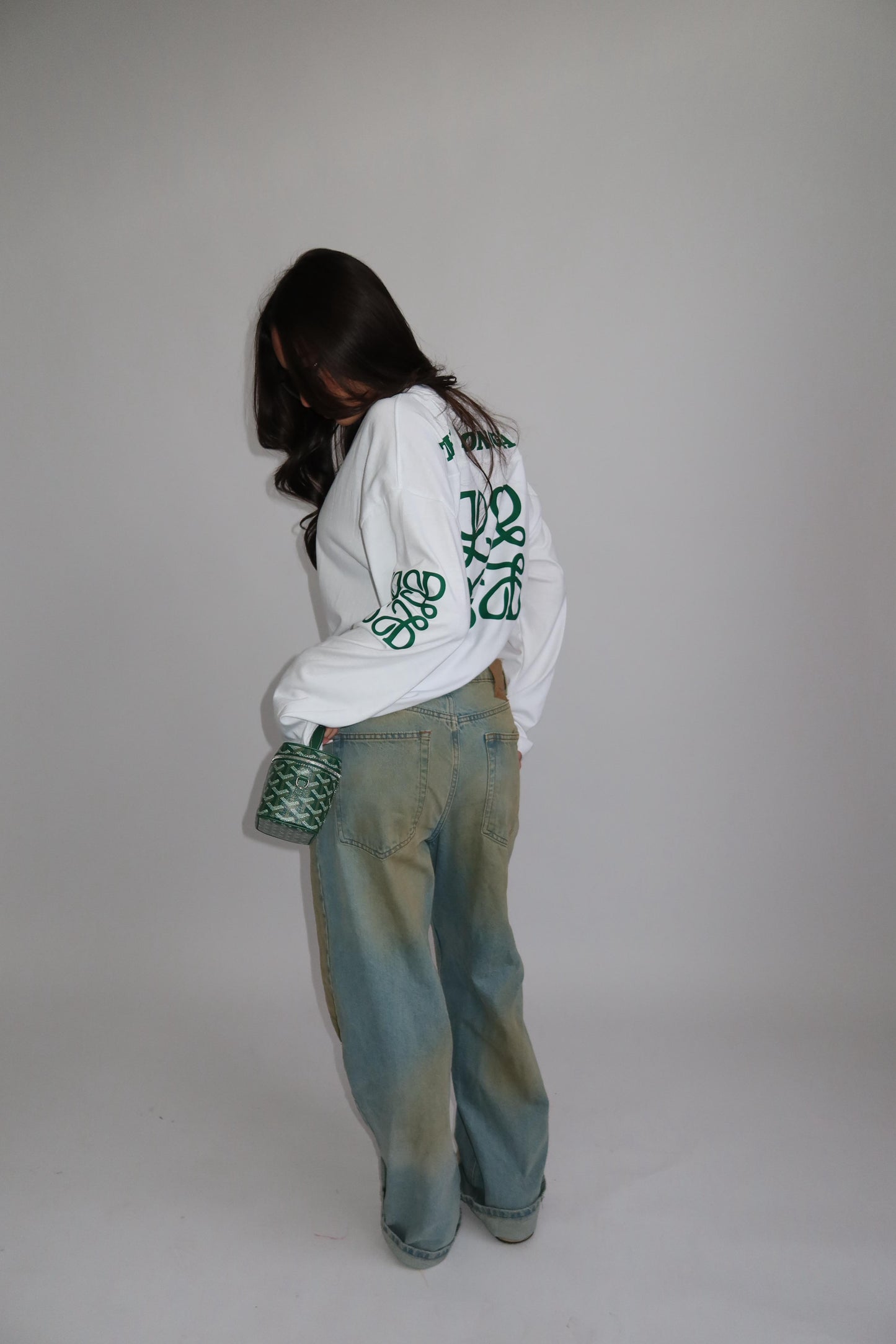 Longsleeve wit groen