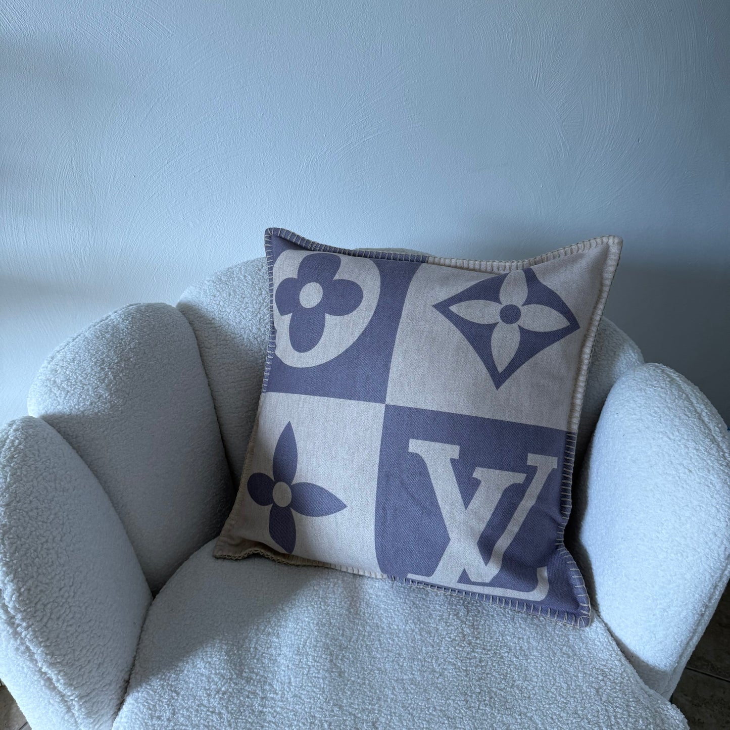 beige blauw 45/45 wol