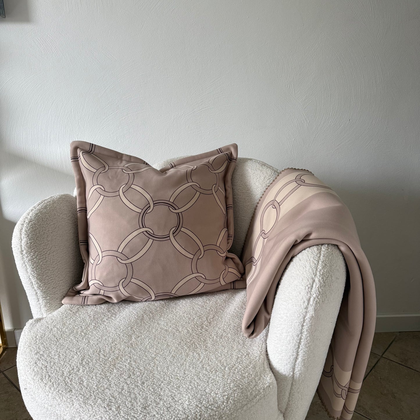 Deken beige luxe patroon 140 bij 180