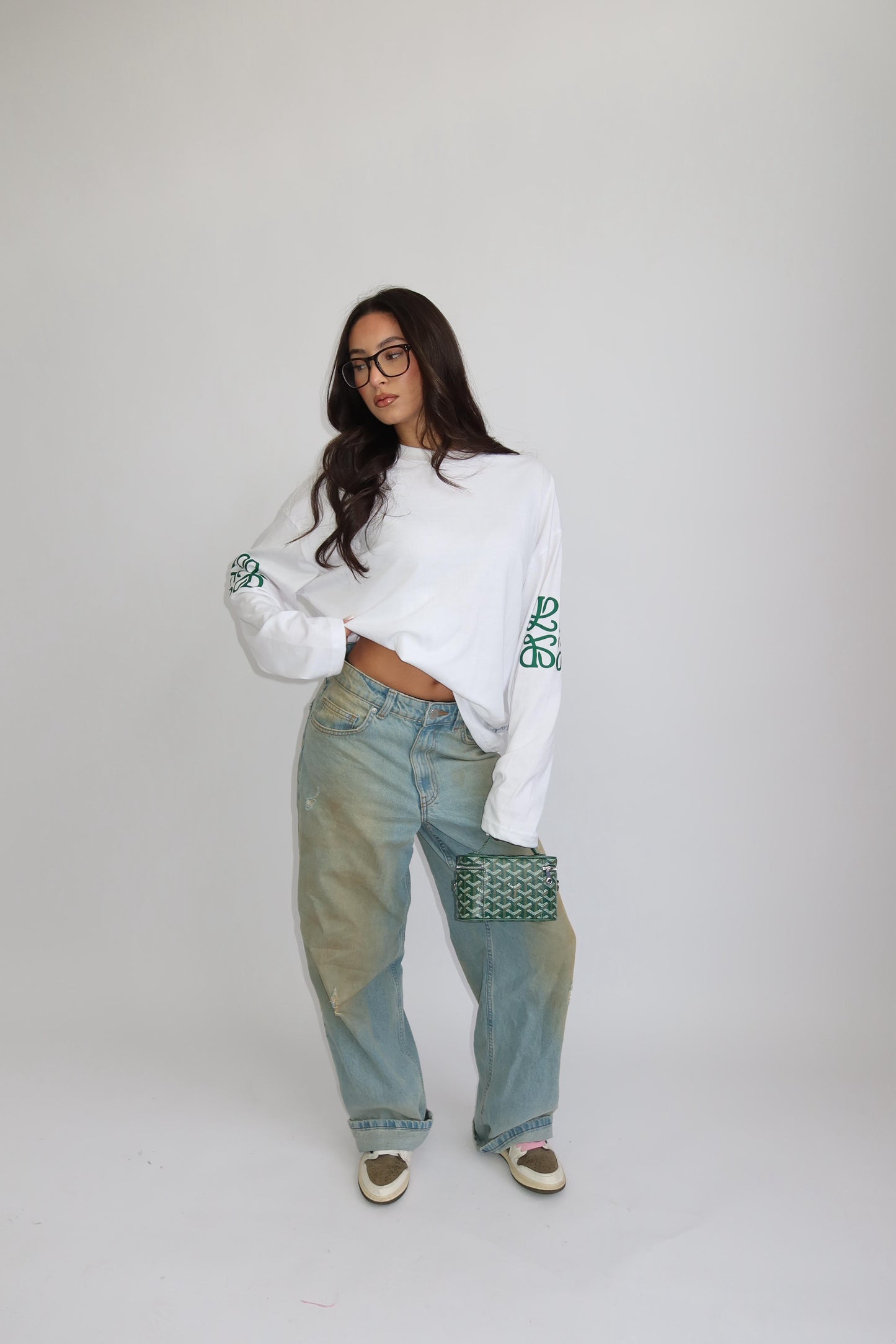 Longsleeve wit groen