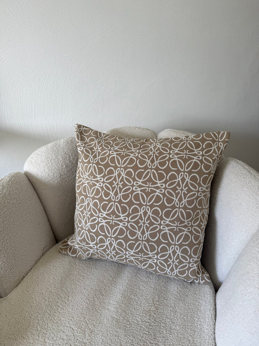 kussen mono luxe patroon beige/wit