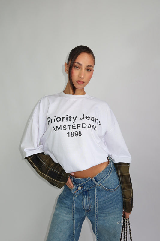1998 AMSTERDAM LONGSLEEVE MET BLOUSE DETAILS – WIT
